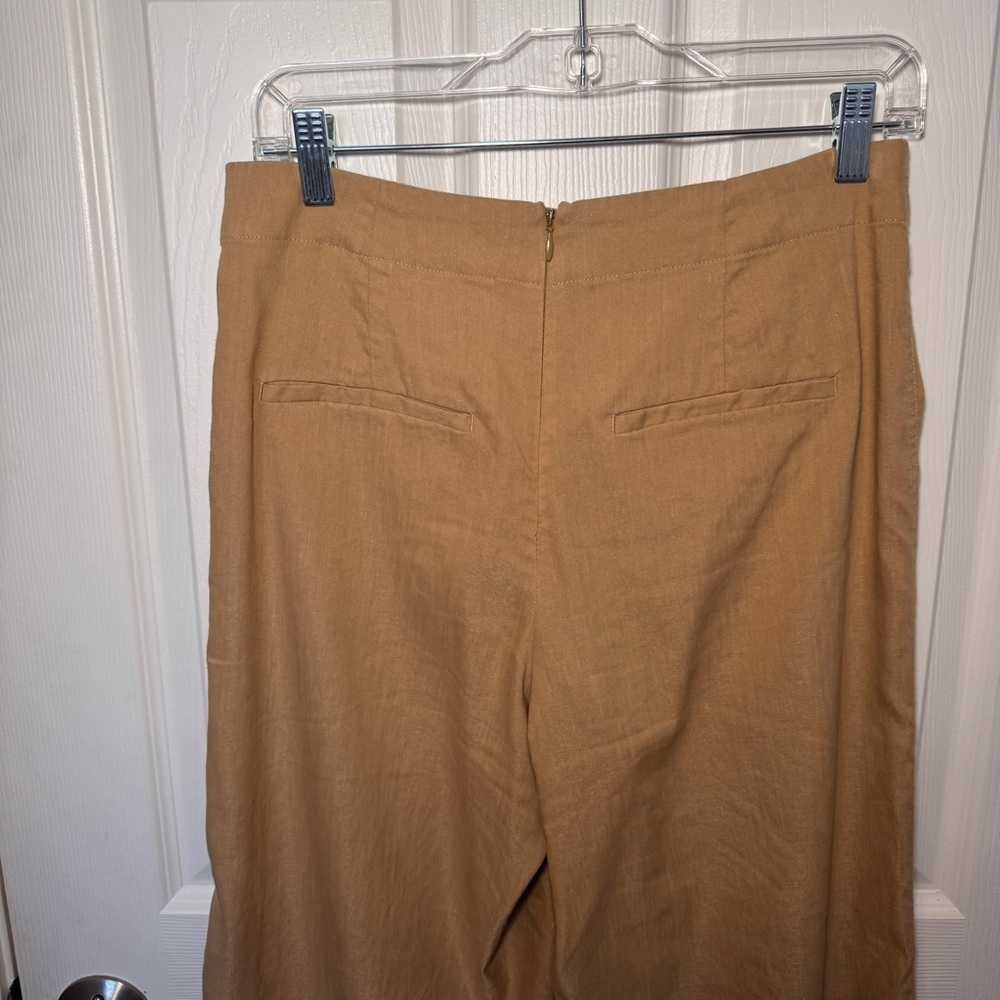 Vince Camel Linen Blend Cropped Wide Leg Pants - Picture 7 of 15